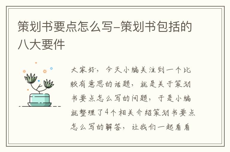 策划书要点怎么写-策划书包括的八大要件