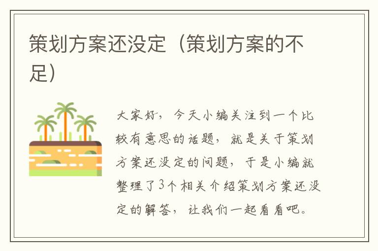 策划方案还没定（策划方案的不足）