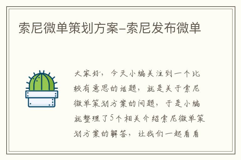 索尼微单策划方案-索尼发布微单