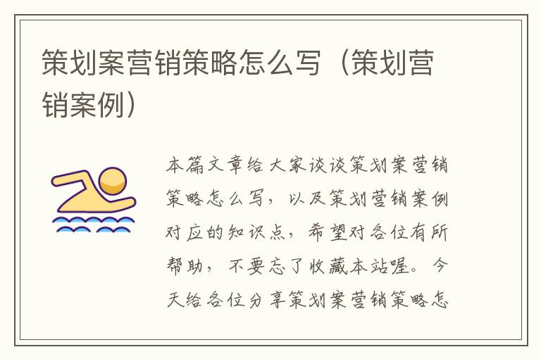 策划案营销策略怎么写（策划营销案例）