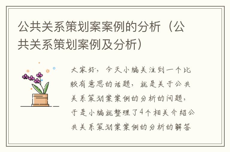 公共关系策划案案例的分析（公共关系策划案例及分析）